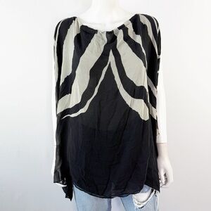 Plein Sud Black Silk Flutter Blouse Top Size 4 Cocktail Party Designer Classic